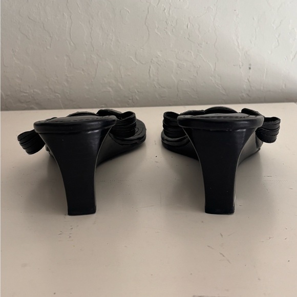 Nine West Rhinestone Medallion Black Wedge Sandals, Women’s 7 - Picture 5 of 8